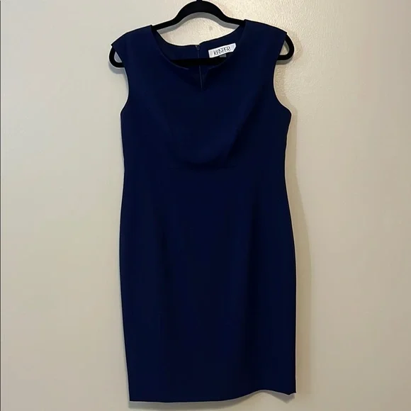 Royal Blue Summer Sleeveless Kasper Dress With Cutout. Sz 8P - Picture 10 of 11